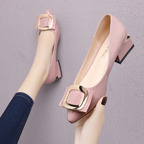 Mid-heel single shoes womens shoes spring and autumn 2021 new summer models Joker heels shallow mouth shoes womens high heels