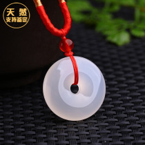 Natural jade peace buckle pendant Jade pendant necklace Hetian Jade Jade Mens and womens jewelry White jade chalcedony