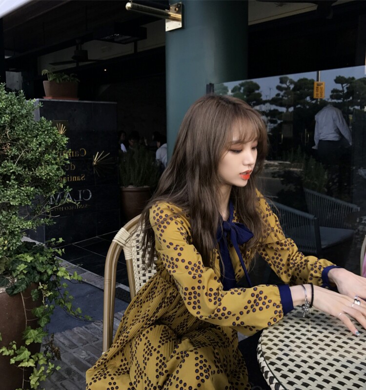 Cold wind high-end spring women's clothing 2022 new French retro chiffon polka dot pleated dress Hepburn