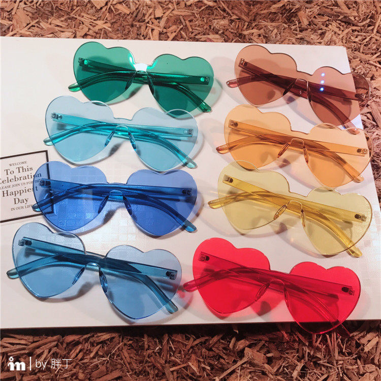 Pink love sunglasses jennie with the same vibrato net red funny glasses ins heart-shaped sand sculpture sunglasses female