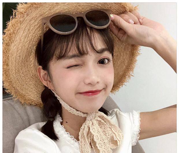 South Korea's same ins net red style milk tea color super white UV summer sunscreen sunglasses girlfriends sunglasses