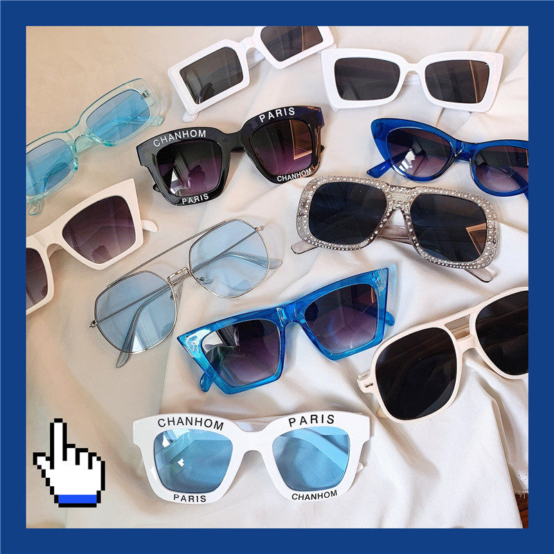 Bungee sunglasses female tide ins cool retro Hong Kong style holiday net red street shooting Bungee letters large frame sunglasses