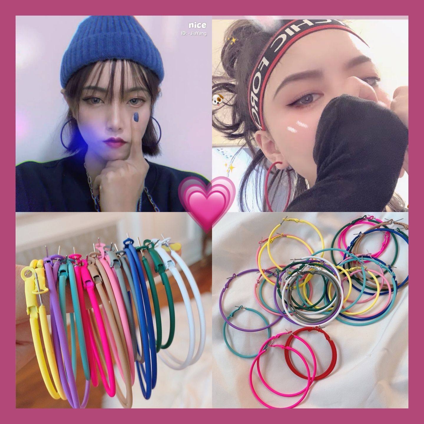 Elegant Wind Classic Large Circle Earrings Earrings Cool Handsome Net Red Punk Candy Colors Personality Circle New Tide 100 hitch