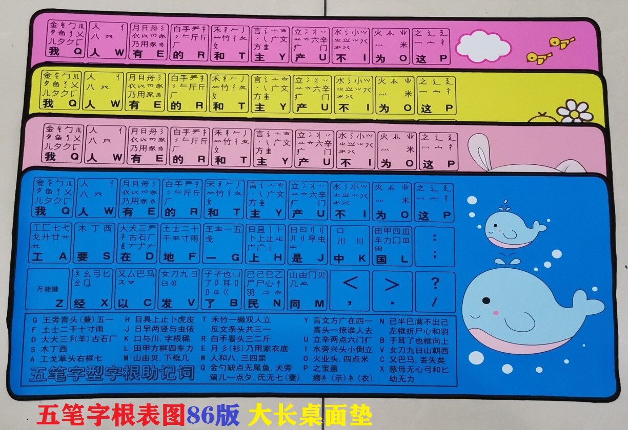 Wubi radical table diagram mouse pad oversized trumpet shortcut key chart pad desk pad student writing desktop