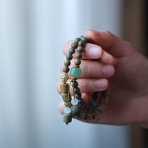 Natural green sandalwood Buddha beads hand string bracelet DIY design jewelry Sandalwood female literature and art national style