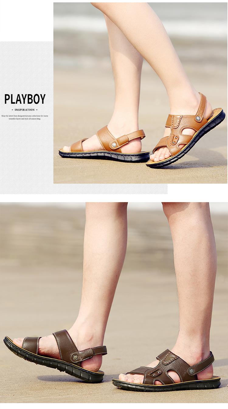 Playboy sandal nam 2018 mới hè nam đi biển đi giày da mang dép hở ngón và dép nam sandal adidas nam