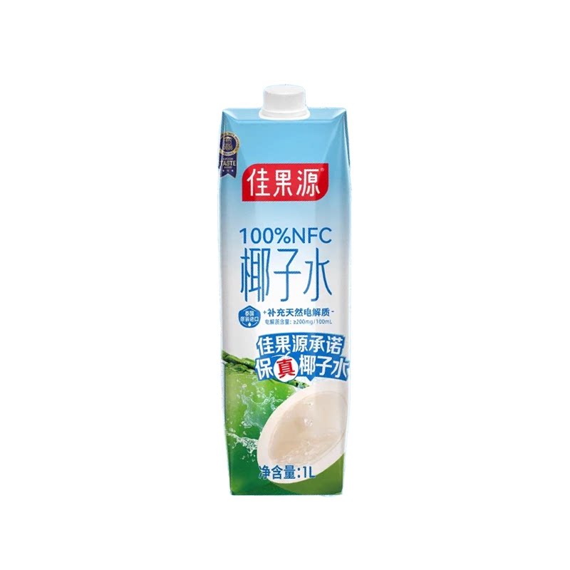 「下拉详情领补贴」佳果源100%NFC泰国椰子水1L*4瓶0脂椰青原汁 领领实拍商品图