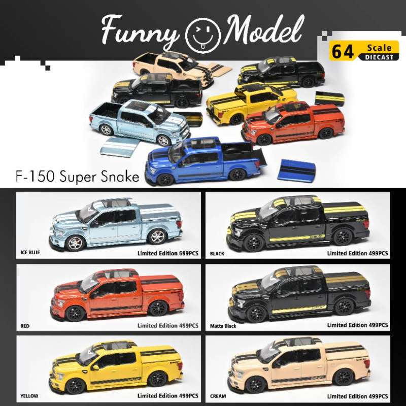 Funny Model 1:64 Ford Raptor F-150 Pickup Truck Super Snake Version Alloy Car Model