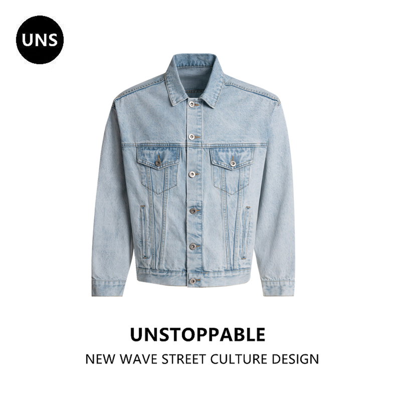 Uns American Retro Washed Short Denim Jacket Unisex National Trend Casual Loose Couple Jacket Cleanfit Uns American Retro Washed Short Denim Jacket Unisex National Trend Casual Loose Couple Jacket Cleanfit
