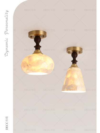 All-Copper Shell Corridor Light, French Vintage Style, American Cream Style, Small Entryway Foyer Balcony Ceiling Light