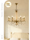 French-Style Vintage All-Copper Ceramic Crystal Chandelier for Bedroom, Dining Room, Living Room, Pastoral Style Chandelier, American-Style Cozy Lighting Fixtures