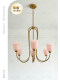 Decc French-Style Pink Glass Living Room Chandelier American Vintage Dining Room Lamp Master Bedroom Lighting Fixtures