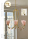 Decc French-Style Pink Glass Living Room Chandelier American Vintage Dining Room Lamp Master Bedroom Lighting Fixtures