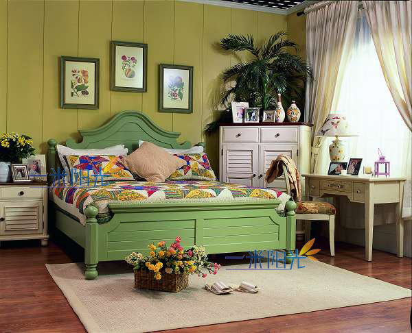 Solid wood bed 1 5 meters 1 8 meters green double bed can be customized box bed double bed double bed