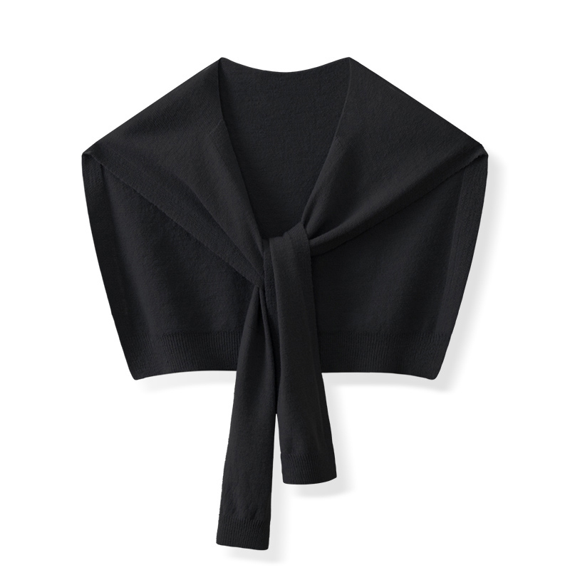 2025 New Black Shoulder Shawl Men's Shoulder Protector Women's Autumn and Winter Outerwear Knitted Cape Men's Cloak