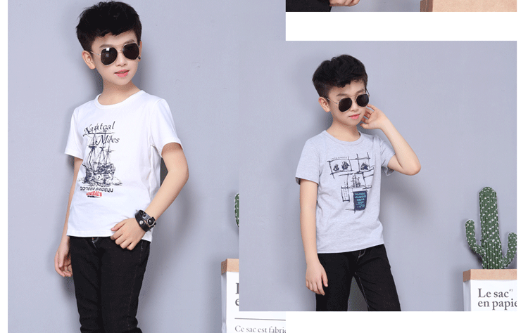 [Đặc biệt hàng ngày] Áo phông ngắn tay cho trẻ em mùa hè Áo sơ mi nam cổ tròn cho trẻ em trong phần lớn cotton mỏng shop đồ trẻ em