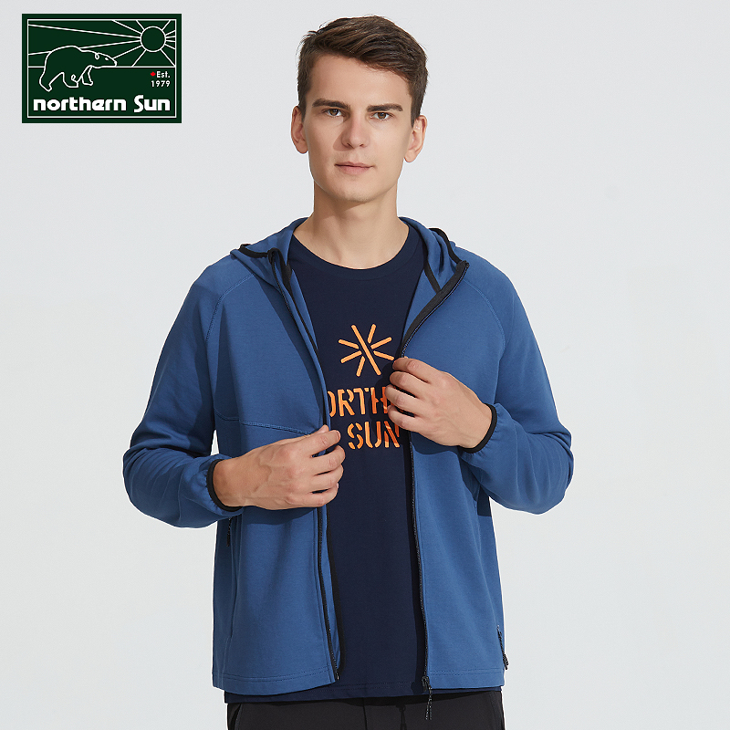 North Mountain sports sweater men's spring and autumn cardigan casual jacket windproof slim couple hooded sportswear 0379