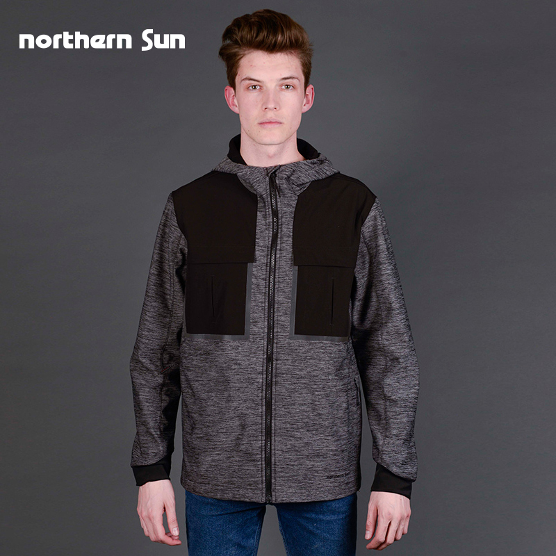North Mountain Outdoor Leisure Spring and Autumn Men's Fleece Inside Knitted Soft Shell Jacket Jacket Windproof Warm 7529