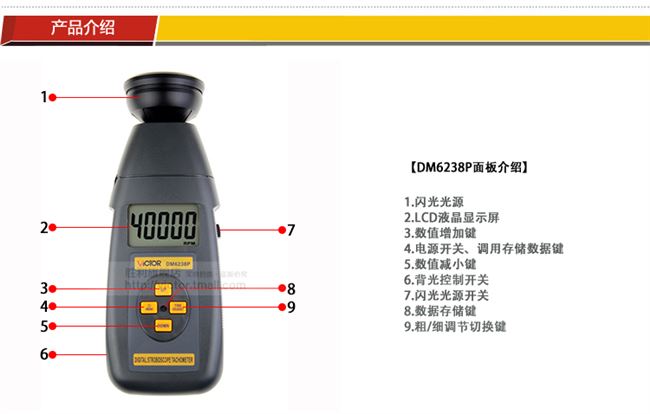 Digital Flash SPeedometer DM6238P 60-40000 to Per Minute Tachometer Flash Meter with Backlight
