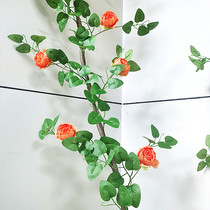 Simulated rose vine fake rattan rattan living room air conditioning pipe indoor ceiling decoration shielding plastic vines