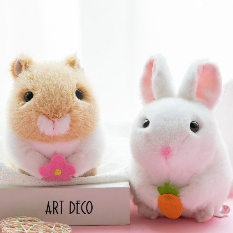 Mouse wag tail cute hamster simulation plush toy doll Rabbit pig pull line clockwork doll
