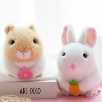 Mouse wagging tail cute hamster simulation plush toy doll rabbit piglet pull cord Clockwork Doll