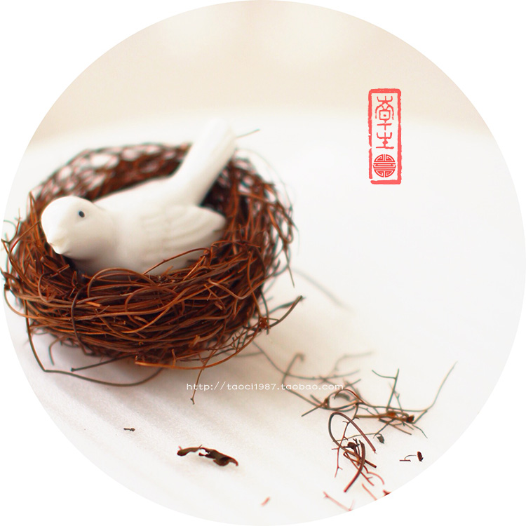Zakka mini gai cây chim yến chim dễ thương chim yến dệt tay trang trí nhà đạo cụ hình ảnh - Trang trí nội thất phụ kiện trang trí phòng ngủ