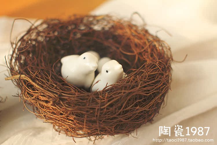 Zakka mini gai cây chim yến chim dễ thương chim yến dệt tay trang trí nhà đạo cụ hình ảnh - Trang trí nội thất phụ kiện trang trí phòng ngủ