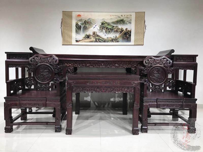 Zambian blood sandalwood center hall mahogany small leaf red sandalwood for table and head case new Chinese-style solid wood center hall combination