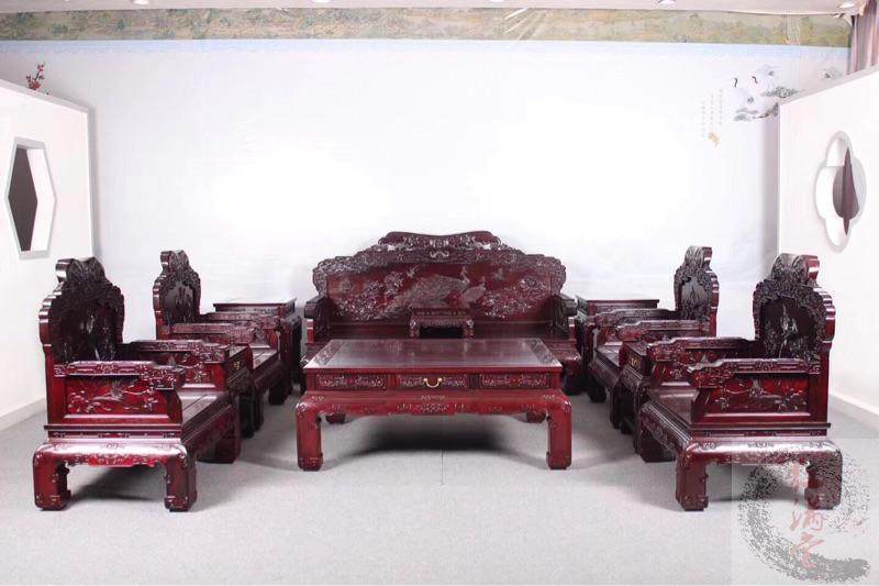Zambia Blood Honolupid Throne Redwood Little Leaf Purple Sofa New Chinese Living Room Sofa Redwood Furniture