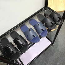 First layer leather sandals and slippers outdoor blue men's breathable crocodile pattern youth summer 2022 black exterior wear