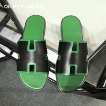 Slippers men's summer wear ins tide 2022 new European station youth color matching blue green slippers