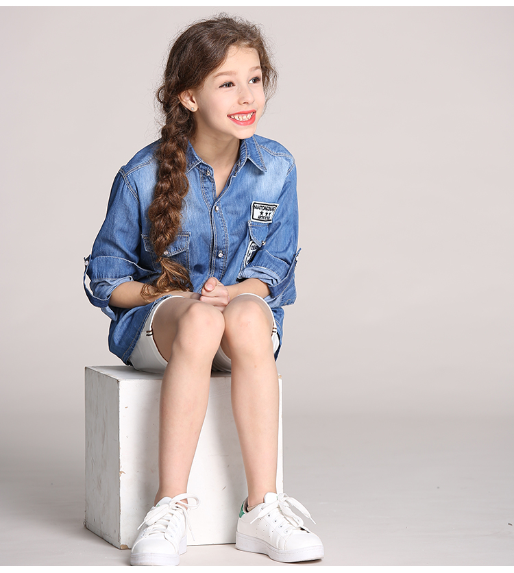 Chemise fille à manche longue en toile - Ref 2084871 Image 14