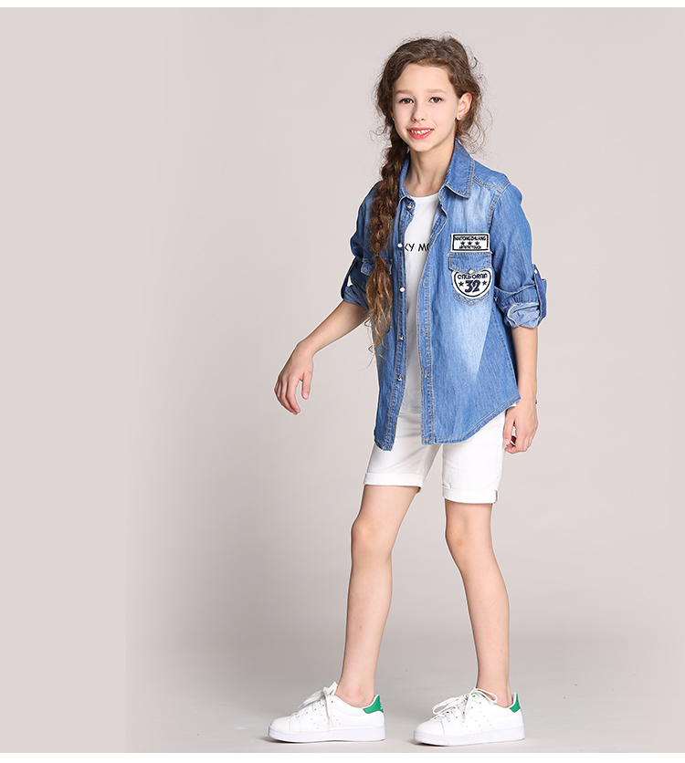 Chemise fille à manche longue en toile - Ref 2084871 Image 16