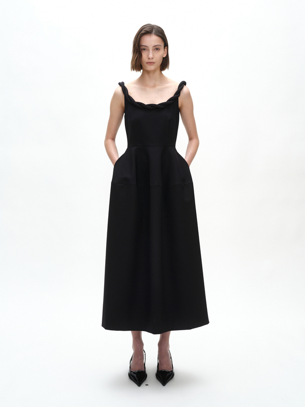 Serrer｜Black Classic Woven Strap Sleeveless Dress Little Black Dress