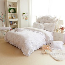 Korean version of thickened Crystal velvet four-piece set of coral velvet princess style quilt cover autumn and winter warm bedding