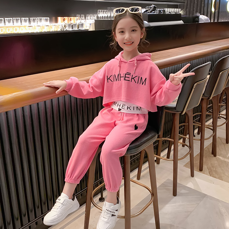 Girl Autumn Clothing Suit 2021 New Tide Children Suit Sports Clothes Spring Autumn Ocean Pie Little Girl Three Sets Fall