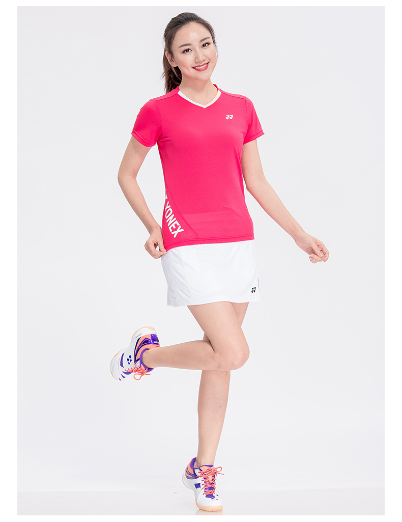 Áo cầu lông Yonex mới 2018 dành cho nữ Áo thun nhanh quần yếm thể thao YY v-cổ mẫu quần áo thấm mồ hôi mùa hè đích thực vợt cầu lông vs
