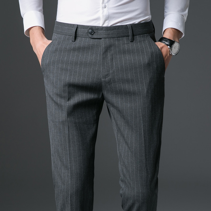 Men's Pants Spring and Autumn Striped Nine-Point Dress Pants Men's Spring Casual Pants Slim Fit Business Formal Suit Pants Men