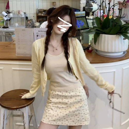 Весенняя юбка в складку, атмосферная мини-юбка, комплект, цветочный принт