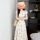 Белая летняя длинная юбка, французский стиль, цветочный принт, подходит для подростков