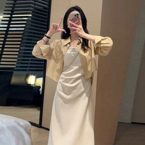 Летний приталенный комплект, корсет, длинная юбка, эффект подтяжки, подходит для подростков