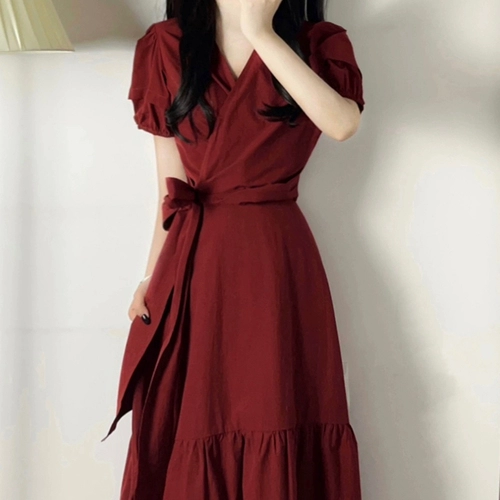 Красный летний комплект, длинная юбка