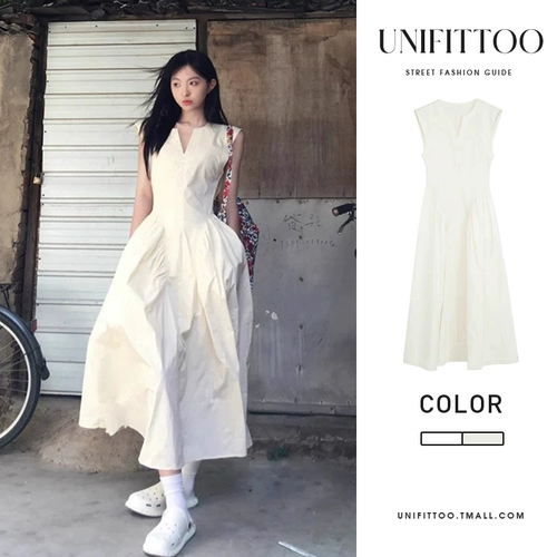 Белое осеннее демисезонное летнее платье с рукавами без рукавов, длинная юбка из провинции Юньнань, 2025 года, китайский стиль