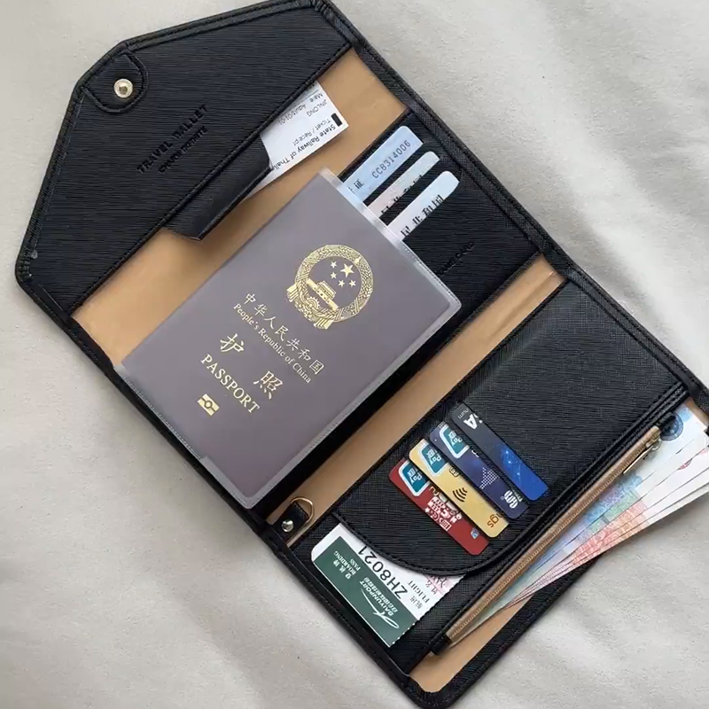 Passport Holder, Wallet, Card Holder, All-In-One Multi-Functional Long Style for Men and Women, Travel Card Holder, Document Passport Storage Bag Passport Holder, Wallet, Card Holder, All-In-One Multi-Functional Long Style for Men and Women, Travel Card Holder, Document Passport Storage Bag