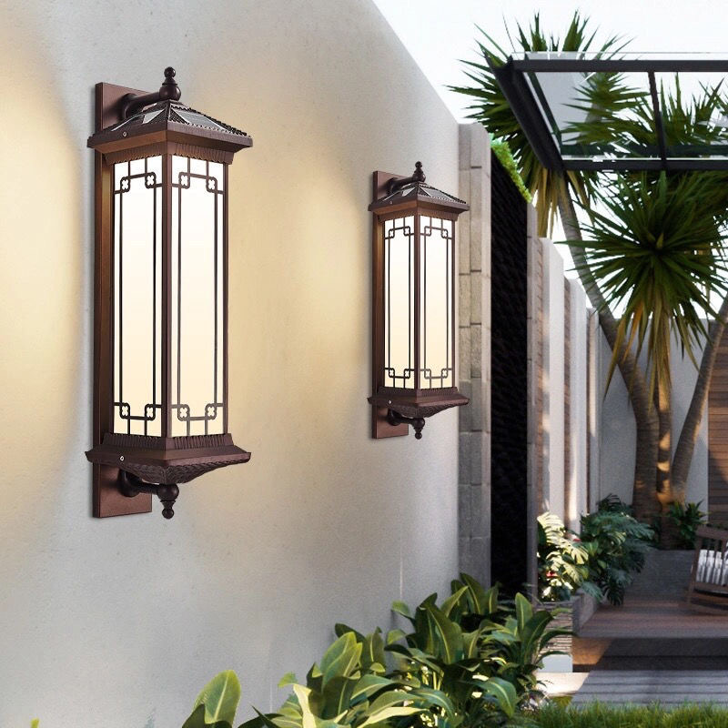 Solar wall lamp Outdoor waterproof Chinese style Villa External Wall Doors Post Aisle Hallway Greenhouse-free Courtyard House Lights