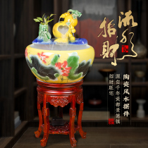 Chinese ceramic fish tank Jingdezhen large goldfish tank Large water tank large oxygenated circulating turtle tank fish basin