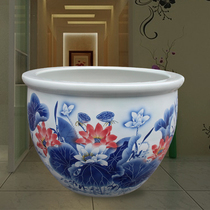 Jingdezhen ceramic king-size koi fish sleeping bowl Lotus big cylinder hotel hotel backyard Feng Shui town house decoration