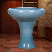 Jingdezhen ceramic goldfish tank crack glaze vertical floor-to-ceiling large basin shallow turtle tank Home decoration