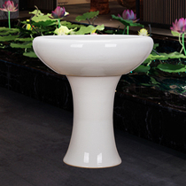 Jingdezhen ceramic goldfish tank Vertical floor-to-ceiling large fish basin turtle tank shallow flower pot to send oxygen pump
